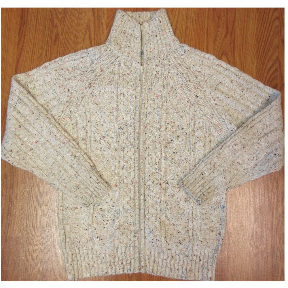 OLEG CASSINI FISHERMAN SWEATER FULL ZIP CABLE